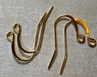 Plain Gold Plate Earring Hooks.  One Pair.