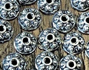 Tiny Antiqued Silver 3 mm Caps.   25 Per Order      B2-D1