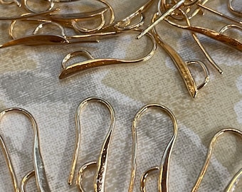 Earring Hooks, Warm Gold Metal 22mm long.  5 pairs in each Order.