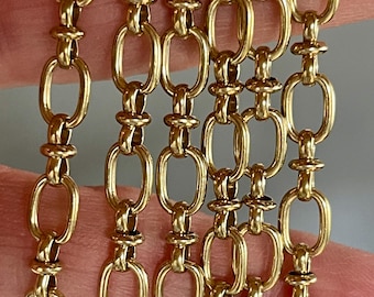 8 x 5.7mm, Beautiful Raw Unplated Brass. Oval Link Brass Chain Chain.   Priced By The Foot.
