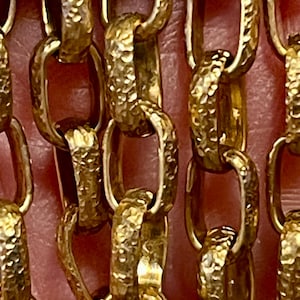 Raw Brass Textured Rolo Chain, Unplated, Unsoldered Natural Brass Color, Priced by Foot