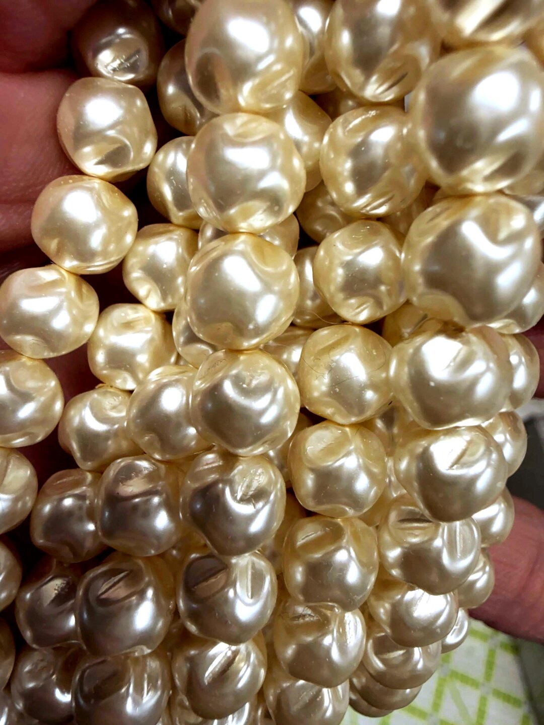 8mm Bumpy Cream Color Czech Glass Pearls. 25 per Strand. Sold by the ...