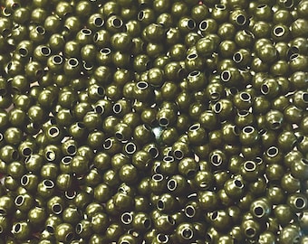 Antique Bronze Brass Spacer Beads: Small Seamless Round (2.4mm x 2.2mm) - 100 Pcs