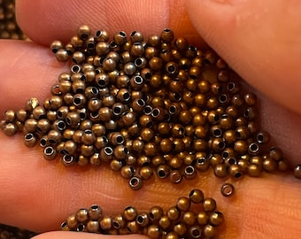 2mm, Tiny Copper Color Beads. Round Spacer Beads, Iron.    B1 D1  0.5 weight