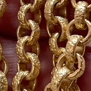 This Lovely Satin Gold Heavy Textured Chain is 6.3mm.  Priced By The Foot.