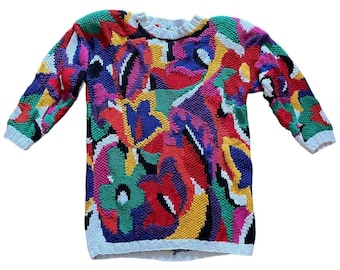 Vintage 90s Jennifer Reed Thick Oversize Pullover Sweater Size M Abstract Unique