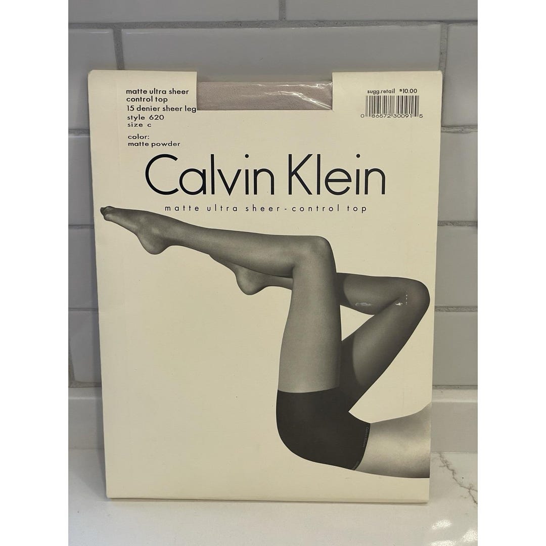 Vintage Calvin Klein Pantyhose Size C Matte Powder Ultra Sheer Control ...
