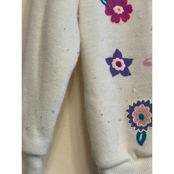 Vintage Wee Works Cat Sweatshirt Toddler Size 4 White Puffy Flowers Bow USA Flaw View 5