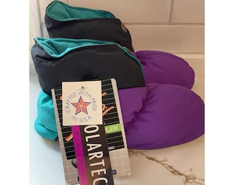 Vtg Warm Up Booties Slipper Size 4-5 Purple Teal Puffer Polartec Insulated New