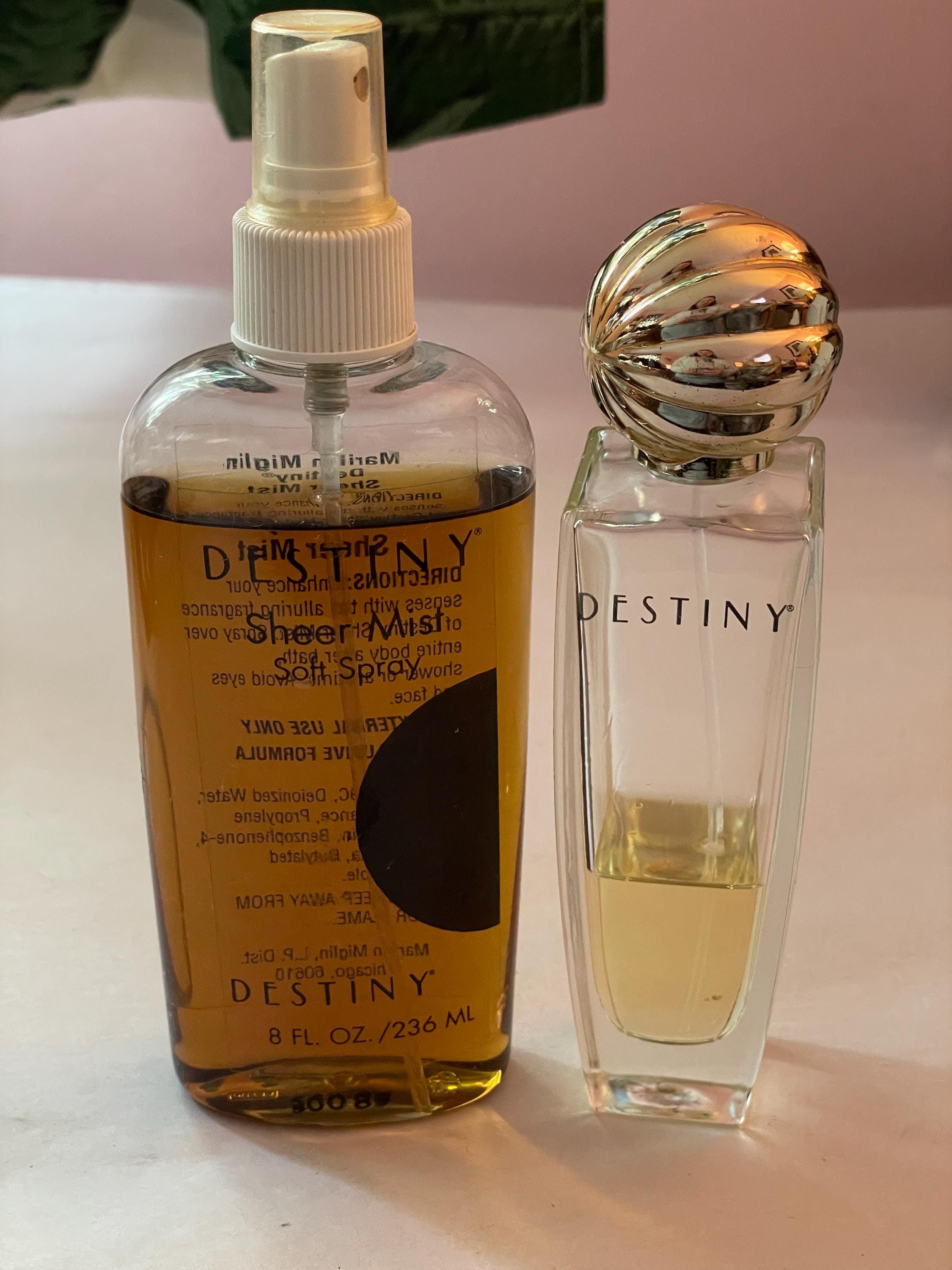 Vintage Destiny Marilyn Miglin Lot Eau De Parfum fl oz/100 ml 30% Full  and Sheer Mist Soft Spray oz/236 ml 85 pct Full