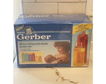 Vintage Gerber Disposable Bottle Holder Set Fashion Colors 6 Bottles Sealed Box