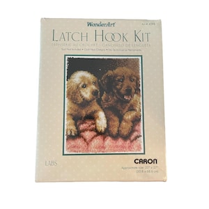 Vintage Caron WonderArt Latch Hook Rug Kit Labs Dogs Puppies 20 x 27 Sealed New