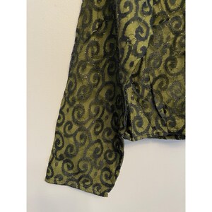 Vintage Urban Outfitters Women Size Small Cropped Button Up Jacket Lace Green image 4