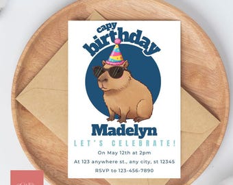 Adorable Capybara Birthday Invite Template - Perfect for Kids' Parties! DIY & Personalized | Digital Invitation Template | Print at Home!