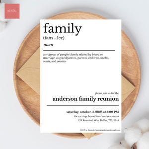 Minimalist Family Reunion Invitation Template: Editable Canva Design (5x7&quot; Digital Download)