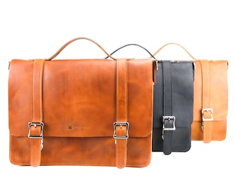 Full Grain Leather Messenger Bag | Handmade in USA