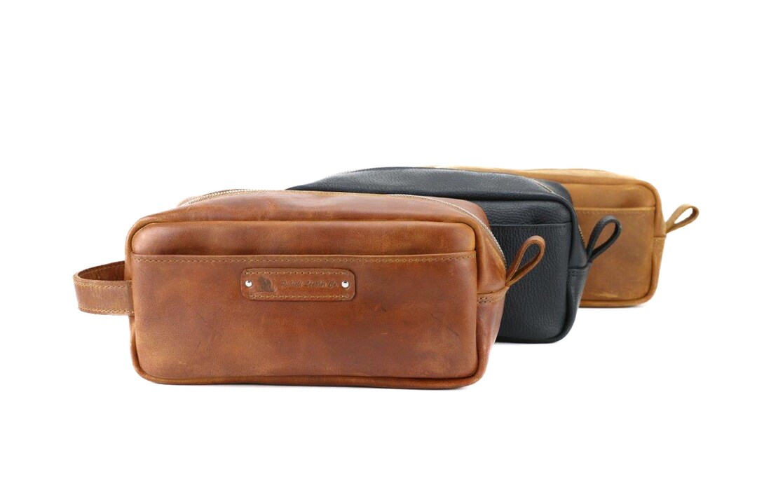 Men's Leather Shaving Bag | Shaving Kit | Leather Shaving Bag - Etsy