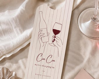 Modello per appendiporta per addio al nubilato, appendiporta modificabile in Canva, cartello per la camera "Cin Cin Wine Weekend", borsa di benvenuto per addio al nubilato, viaggio tra ragazze a Sonoma