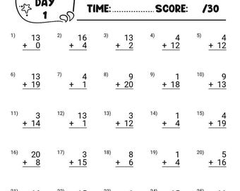 Printable Math Worksheets Bundle – 2 Digit Addition & Subtraction Activities, Educational Busy Book, Instant Download PDF, For 1st-2nd Grade