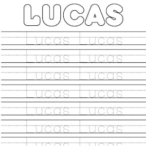 Hoja de trabajo personalizada para trazar nombres y practicar la escritura a mano (PDF)