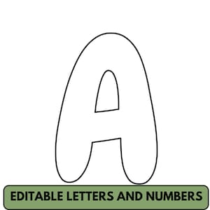 Letras grandes do alfabeto em formato de bolha para sala de aula, tamanho editável, modelos de letras grandes, letras em bloco para impressão, letras da semana, quadro de avisos