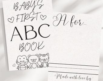 ABC Baby Shower Coloring Book: DIY Alphabet Keepsake (PDF Download A4 Size)