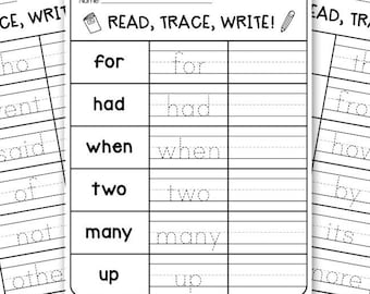 120 Printable Sight Words, Kindergarten Sight Word Worksheets, Preschool Activity Pages, 1st Grade Handwriting and Spelling Activities