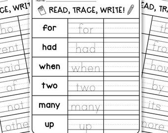 120 Printable Sight Words, Kindergarten Sight Word Worksheets, Preschool Activity Pages, 1st Grade Handwriting and Spelling Activities