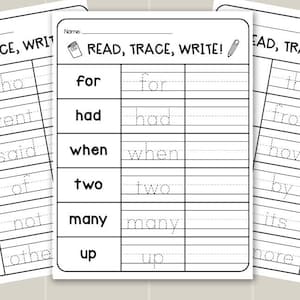 120 Printable Sight Words, Kindergarten Sight Word Worksheets, Preschool Activity Pages, 1st Grade Handwriting and Spelling Activities