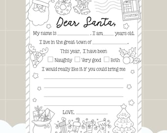 Brief an den Weihnachtsmann Ausmalbild: Weihnachtswunschliste (PDF Download)