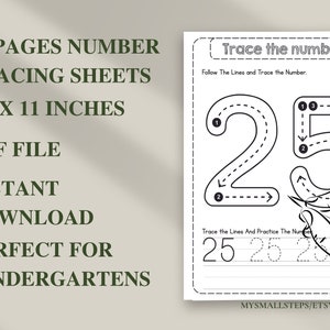 1-50 Printable Number Tracing, Preschool Worksheets Numbers, Number Tracing For Kindergarten, Traceable Numbers PDF, Handwriting Practice