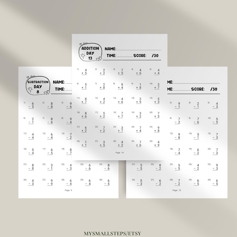 Addition And Subtraction Worksheet, 1st Grade Math Bundle, Busy Book Printable, Math Sheets, Homeschool Activity Pages, Instant Download PDF