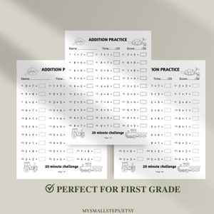 Addition And Subtraction Worksheet, 1st Grade Math Bundle, Busy Book Printable, Math Sheets, Homeschool Activity Pages, Instant Download PDF