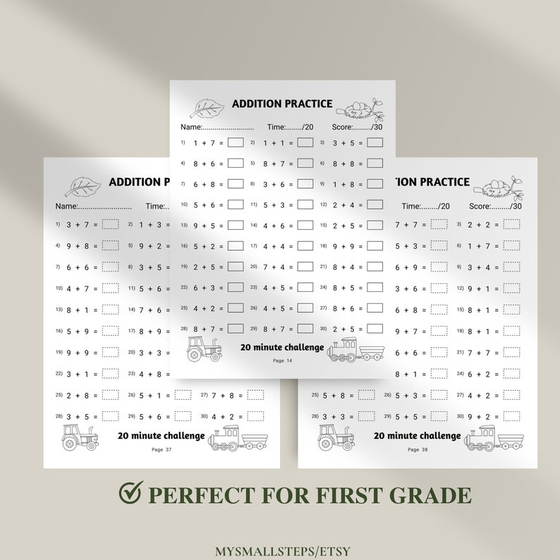 Addition And Subtraction Worksheet, 1st Grade Math Bundle, Busy Book Printable, Math Sheets, Homeschool Activity Pages, Instant Download PDF