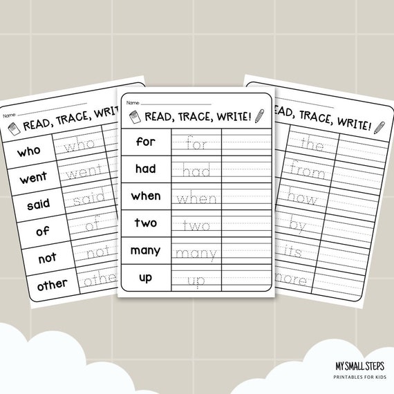 120 Printable Sight Words, Kindergarten Sight Word Worksheets, Preschool Activity Pages, 1st Grade Handwriting and Spelling Activities
