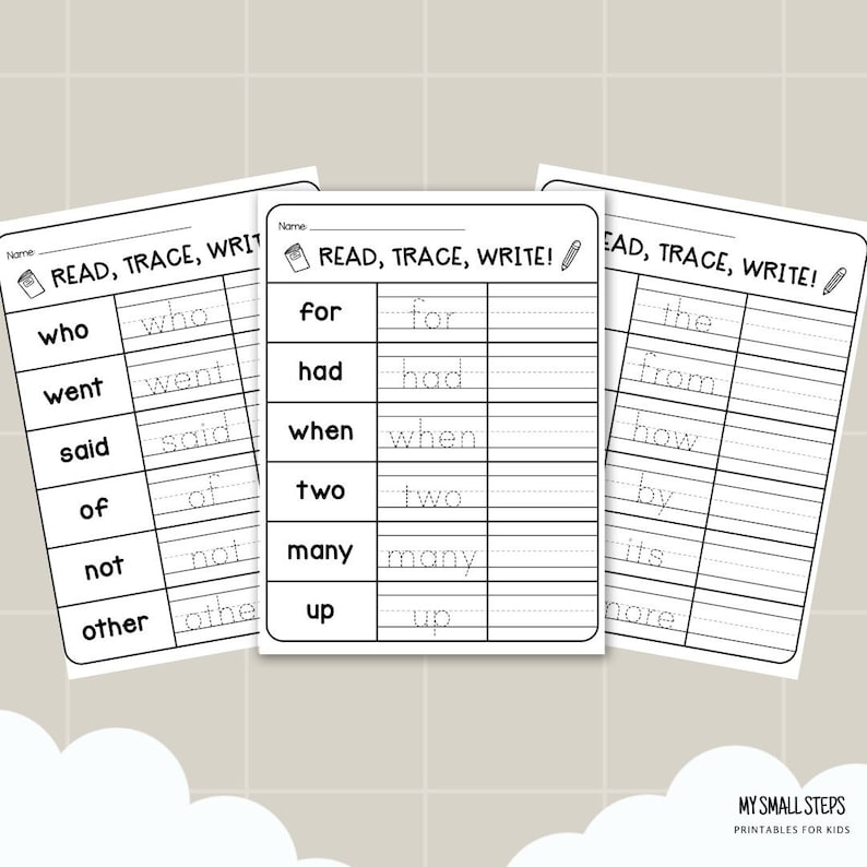 120 Printable Sight Words, Kindergarten Sight Word Worksheets, Preschool Activity Pages, 1st ...