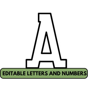 Letras grandes del alfabeto para el aula, plantillas editables con números grandes, letra de bloque imprimible de la semana, letras para tablón de anuncios.