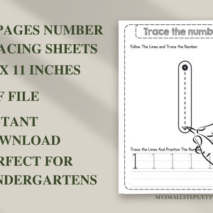 1-50 Printable Number Tracing, Preschool Worksheets Numbers, Number Tracing For Kindergarten, Traceable Numbers PDF, Handwriting Practice