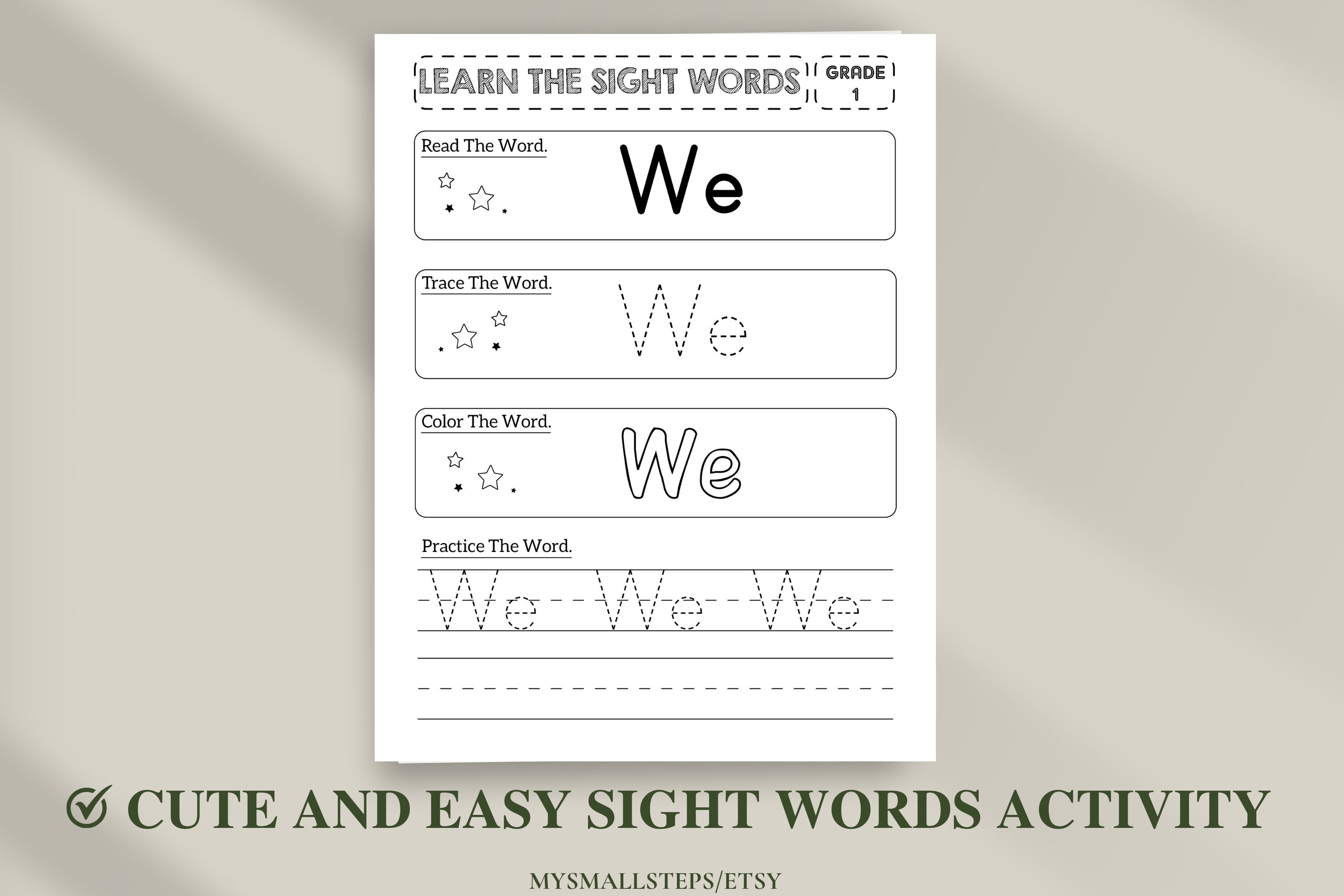 Printable Sight Words, Kindergarten Sight Word Worksheets, Preschool Activity Pages, 1st Grade ...