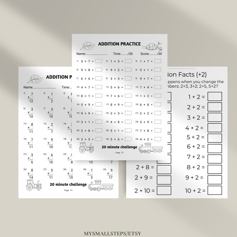 Addition And Subtraction Worksheet, 1st Grade Math Bundle, Busy Book Printable, Math Sheets, Homeschool Activity Pages, Instant Download PDF