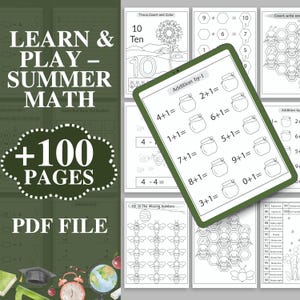 Addition And Subtraction Worksheet, Math Activity Book, Preschool Workbook, Early Math Bundle, Summer Busy Book Printable, Tracing Numbers