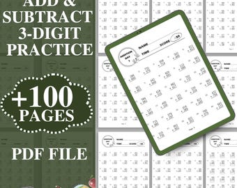 4th Grade Addition And Subtraction Worksheets, Elementary Math Problems, 3-digit Addition With Answers, Busy Book Printable, 3rd Grade Math
