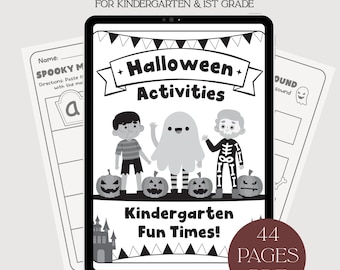 Halloween Arbeitsblätter für die Vorschule und PreK, Busy Book Printables, Herbst Malseiten, CVC Word-Aktivitäten, Mathe für die 1.Klasse PDF