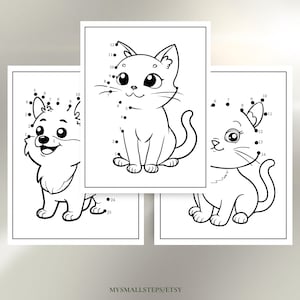 Dot to Dot Printables for Ages 3–5, Connect the Dots Activities, Preschool Busy Book, Fine Motor Skills Worksheets,Homeschool Learning Pages