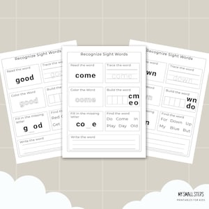 100 Sight Words Worksheets, Kindergarten, 1st Grade (PDF Pattern) - Etsy