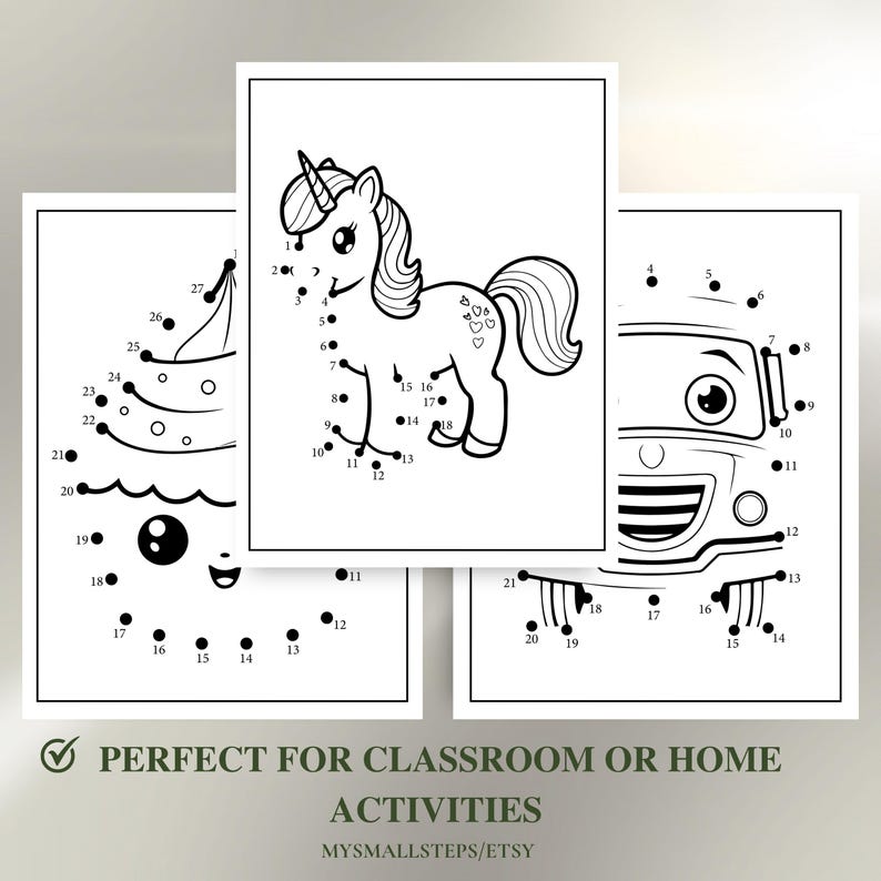 Dot to Dot Printables for Ages 3–5, Connect the Dots Activities, Preschool Busy Book, Fine Motor Skills Worksheets,Homeschool Learning Pages