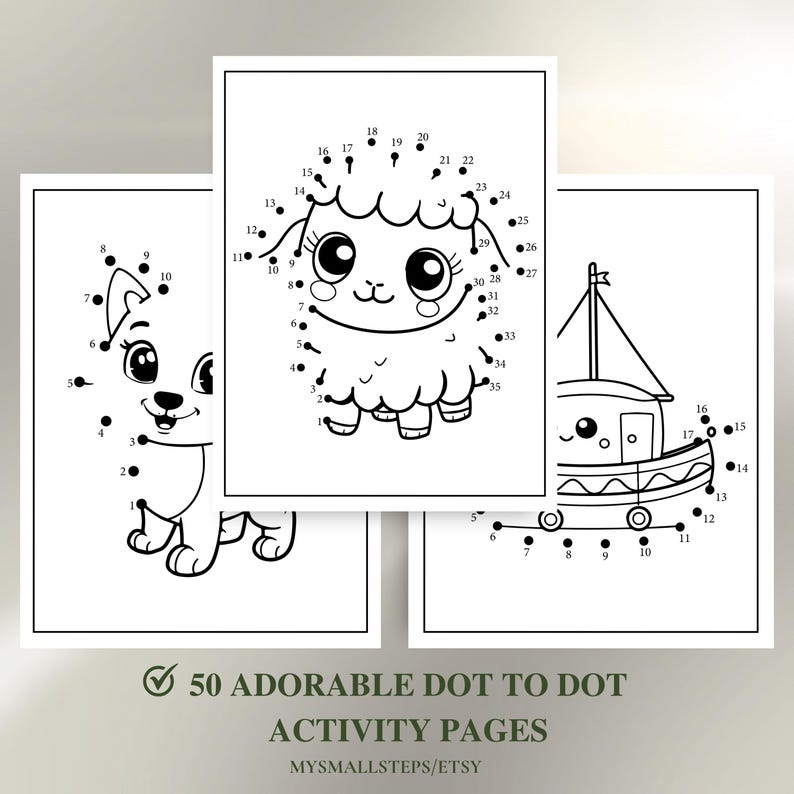 Dot to Dot Printables for Ages 3–5, Connect the Dots Activities, Preschool Busy Book, Fine Motor Skills Worksheets, Homeschool Learning Pages