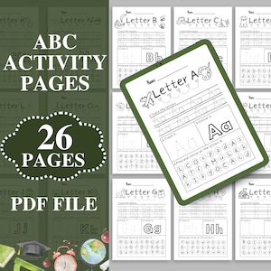 Feuilles d'exercices imprimables de l'alphabet, livre d'activités ABC, lettre de la semaine, A à Z, pages d'activités pour la maternelle, livre occupé le matin pour les enfants PDF