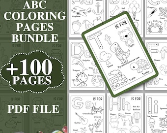 100 Alphabet Coloring Pages, ABC Worksheets For Preschool, Large Alphabet Letters, Letter of the Week Worksheets, Kindergarten Busy Book PDF