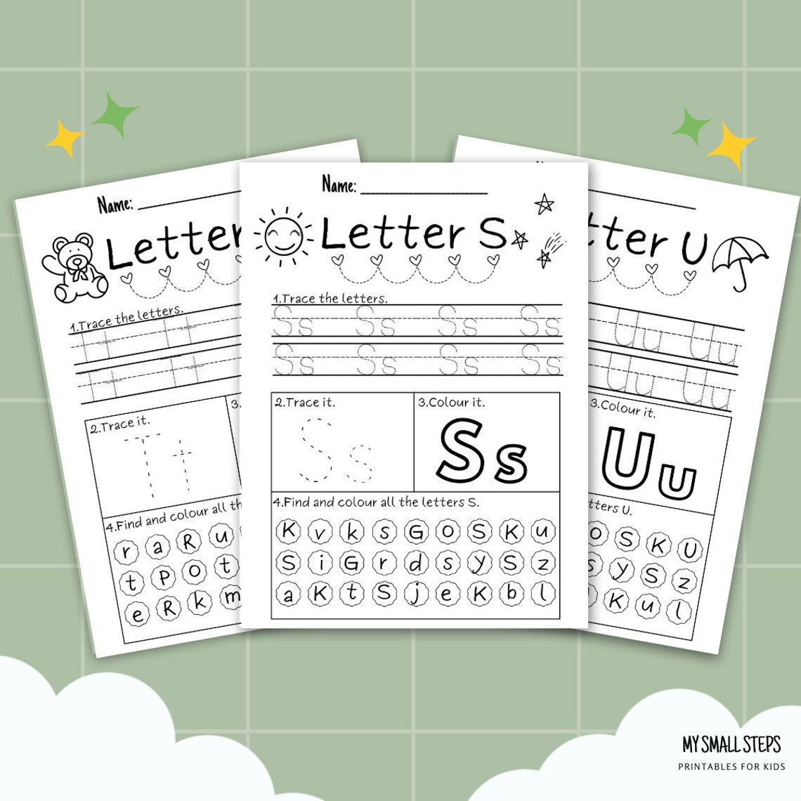 Printable Alphabet Worksheets Practice Sheets for Kids - Etsy